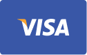 A blue rectangle with the VISA logo in white letters, featuring a small orange corner detail on the "V," resembles a professional managed hosting dashboard for WordPress users.